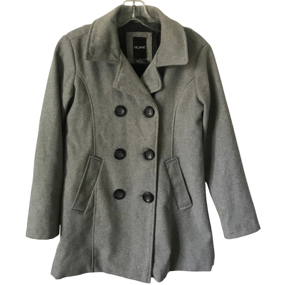 Me Jane Coat Size 16 Sixteen Teen Kids Gray Peacoat Two Front Pockets Full Lined